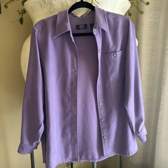 Faux purple suede button up shirt - Picture 1 of 4